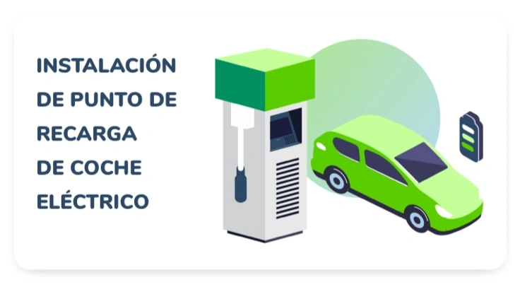 Ilustración de coche eléctrico recargando en una base