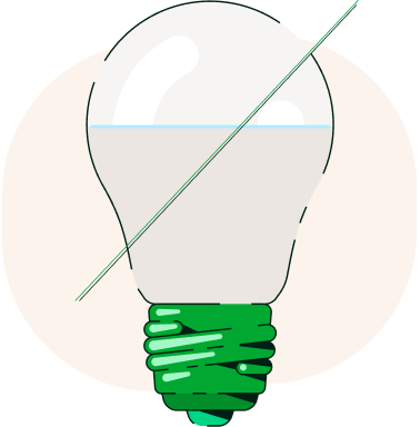 An LED bulb with a crossed line